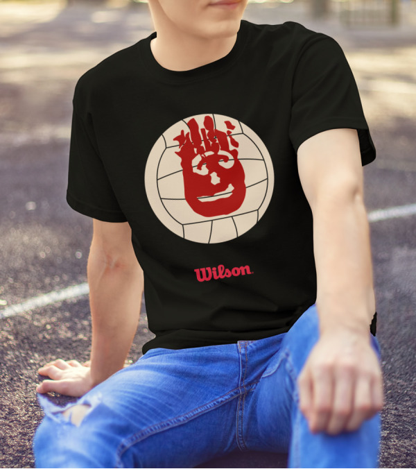 Wilson Volleyball Cast Away Movie Iconic Handprint Logo Ball T-Shirt