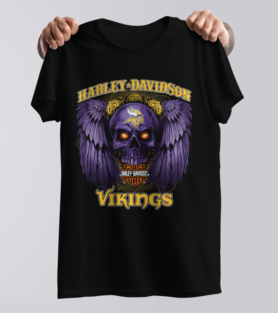 Harley Davidson Vikings Minnesota Nfl Motorcycles T-Shirt