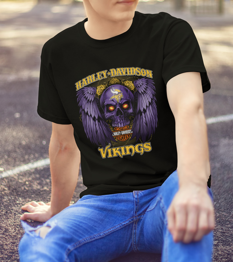 Harley Davidson Vikings Minnesota Nfl Motorcycles T-Shirt