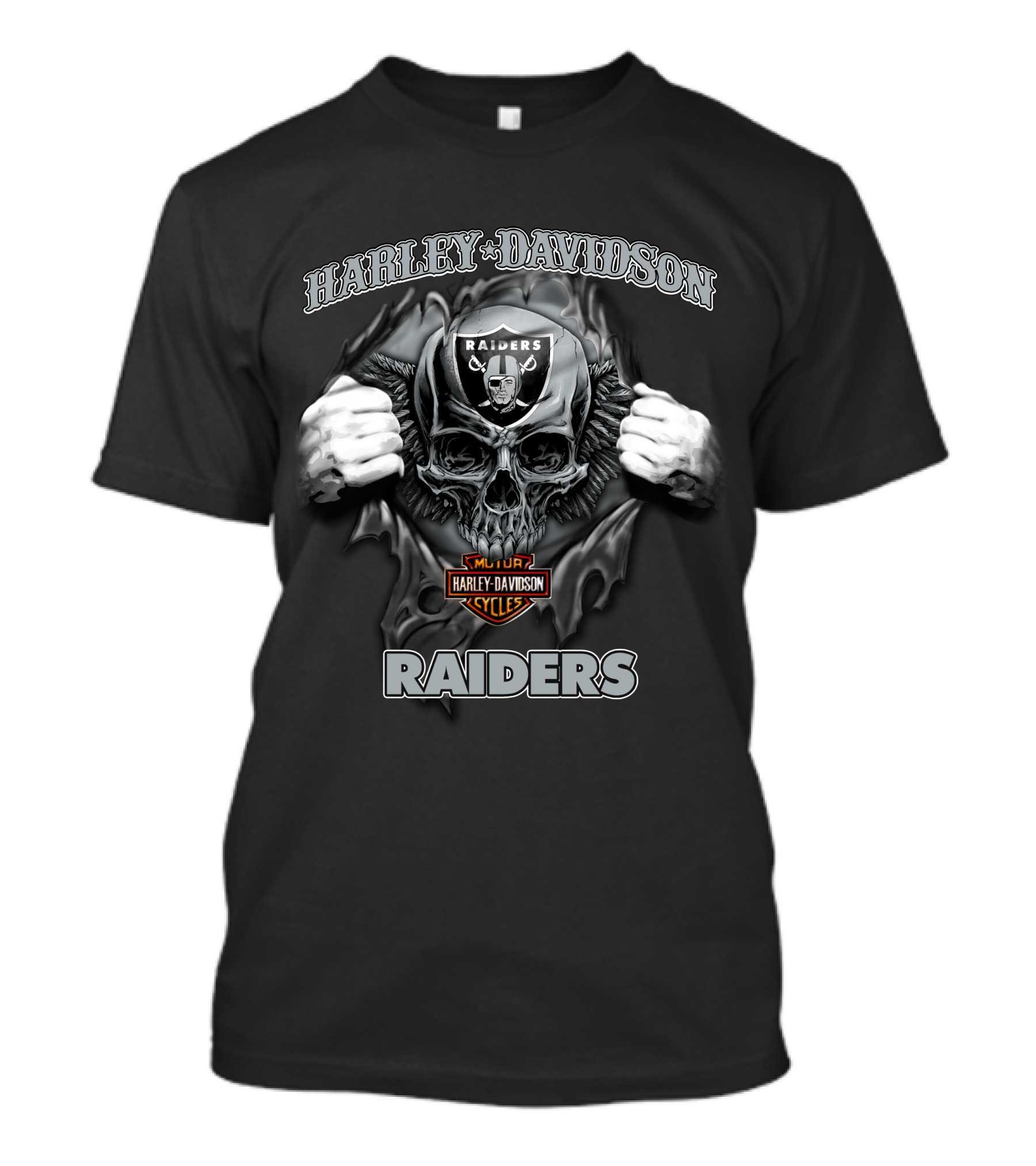 Harley Davidson Raiders Skull Nfl Las Vegas Raiders Colors T-Shirt