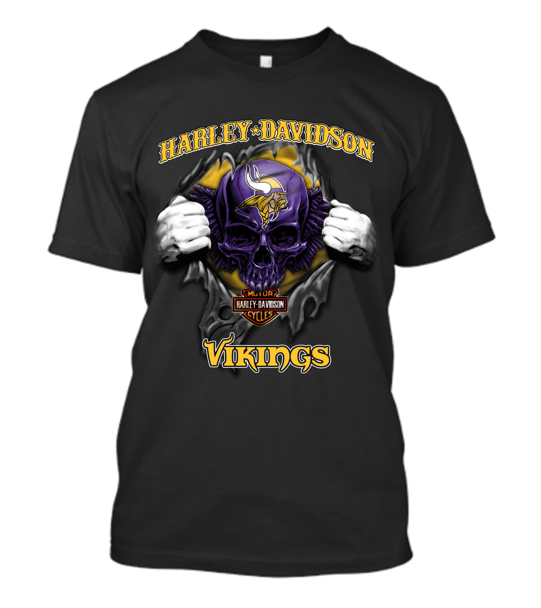 Harley Davidson Nfl Skull Minnesota Vikings Cycles T-Shirt
