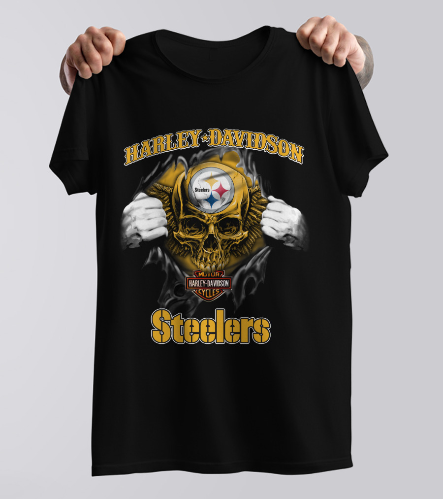 Harley Davidson Pittsburgh Steelers Skull T-Shirt