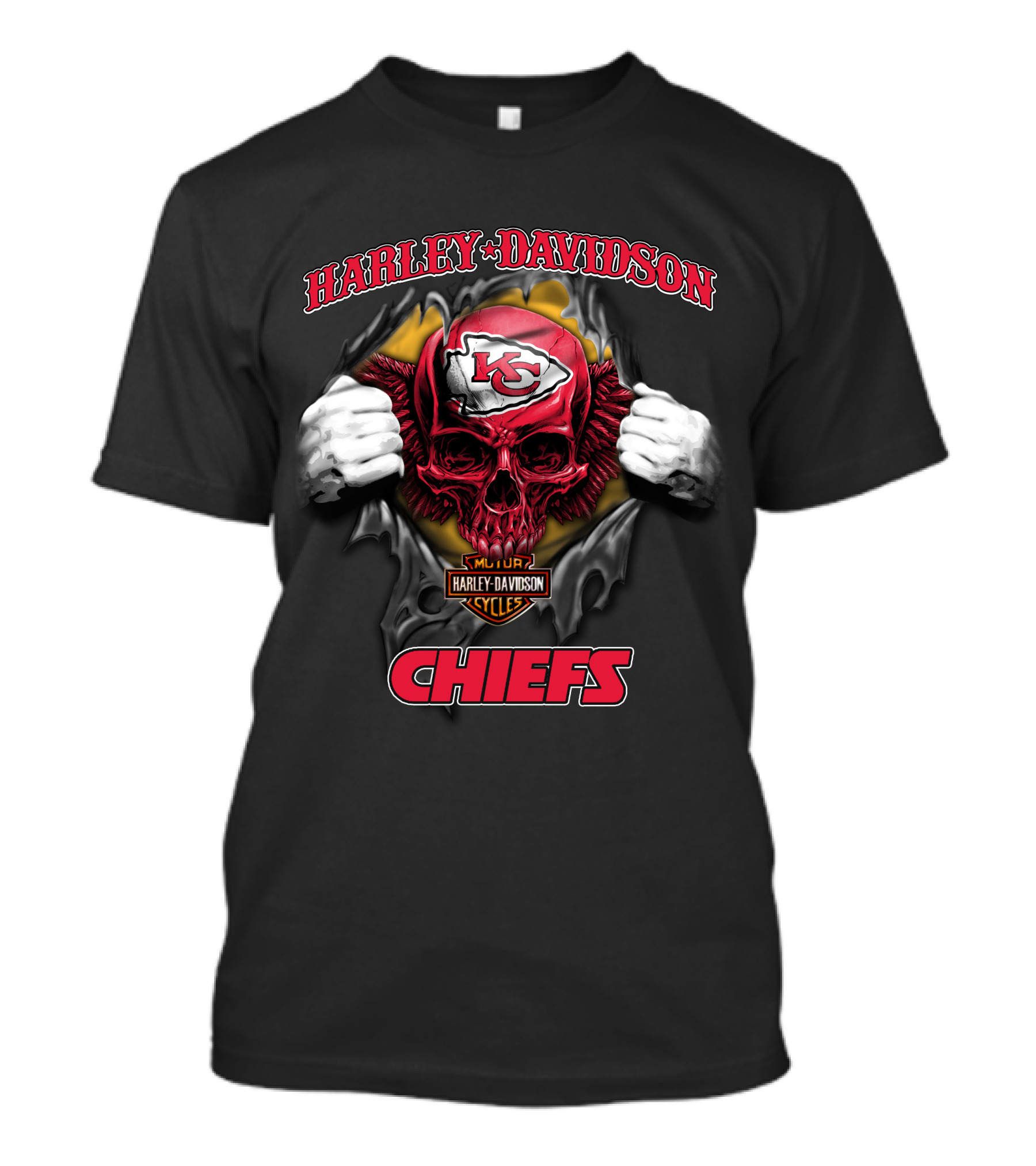 Harley Davidson Nfl Skull Kansas City Chiefs T-Shirt