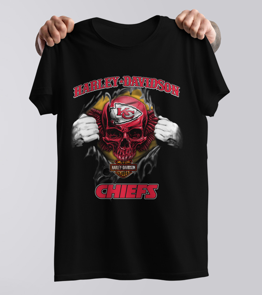 Harley Davidson Nfl Skull Kansas City Chiefs T-Shirt