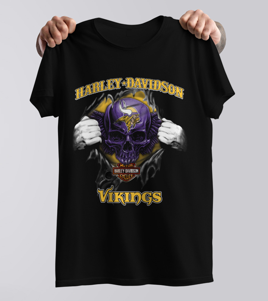 Harley Davidson Skull Minnesota Vikings Nfl T-Shirt