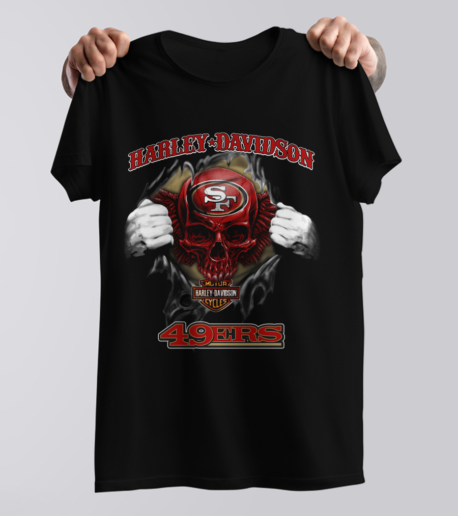 Harley Davidson Sf Skull 49ers Nfl T-Shirt