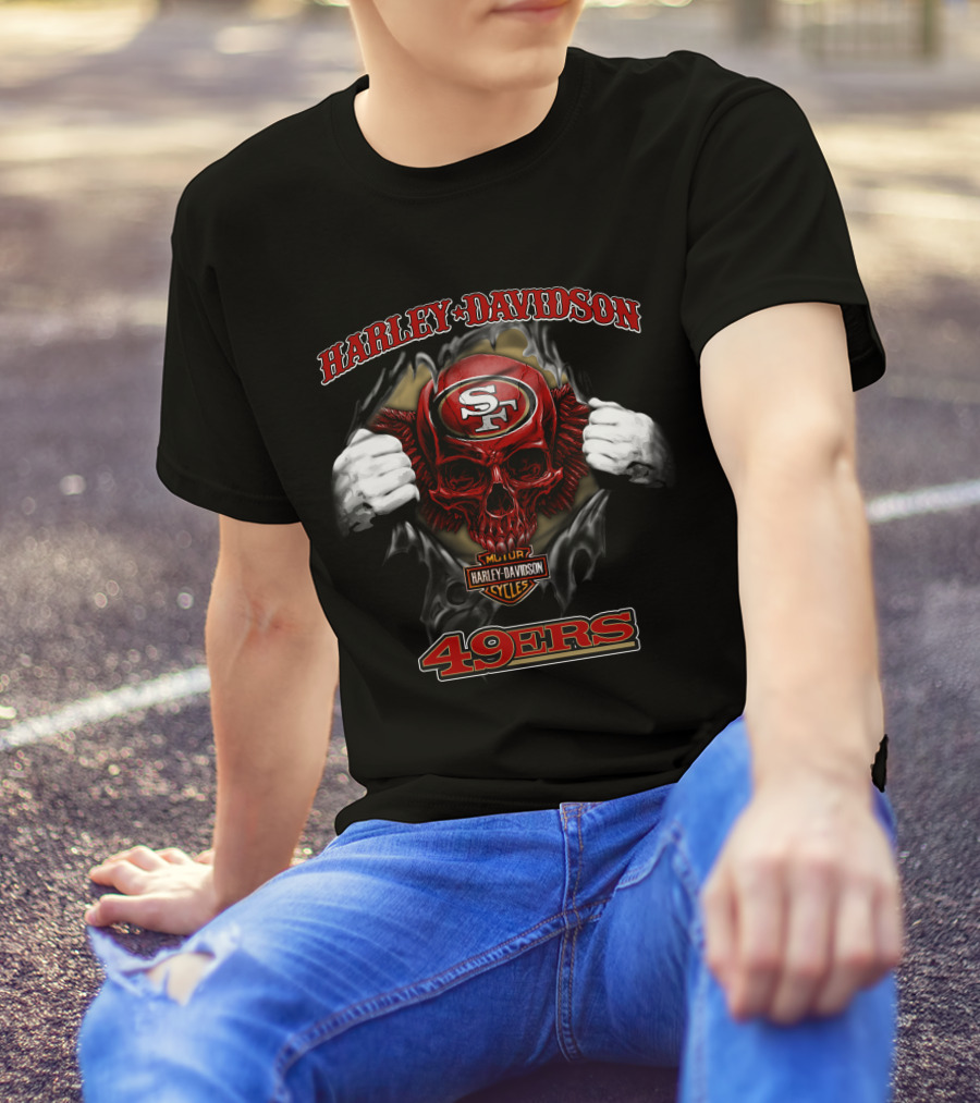 Harley Davidson Sf Skull 49ers Nfl T-Shirt