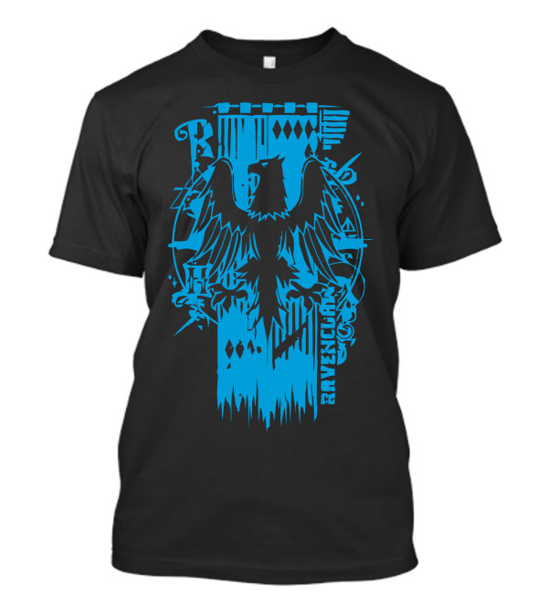 Ravenclaw Eagle Crest Blue Typography T-Shirt