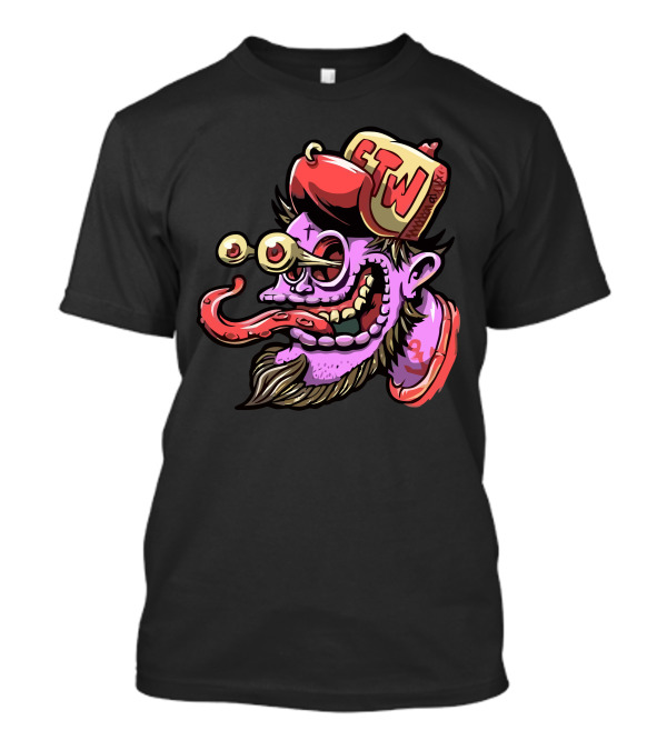 ETW Cartoon Monster Head With Goggles And Hat T-Shirt