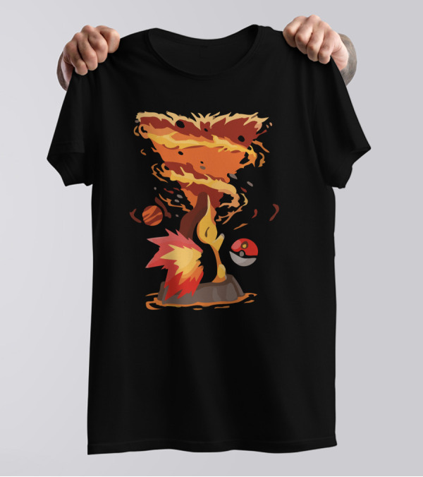 Fire Storm Rapidash Pokemon Fusion With Pokeball Fire Tornado T-Shirt