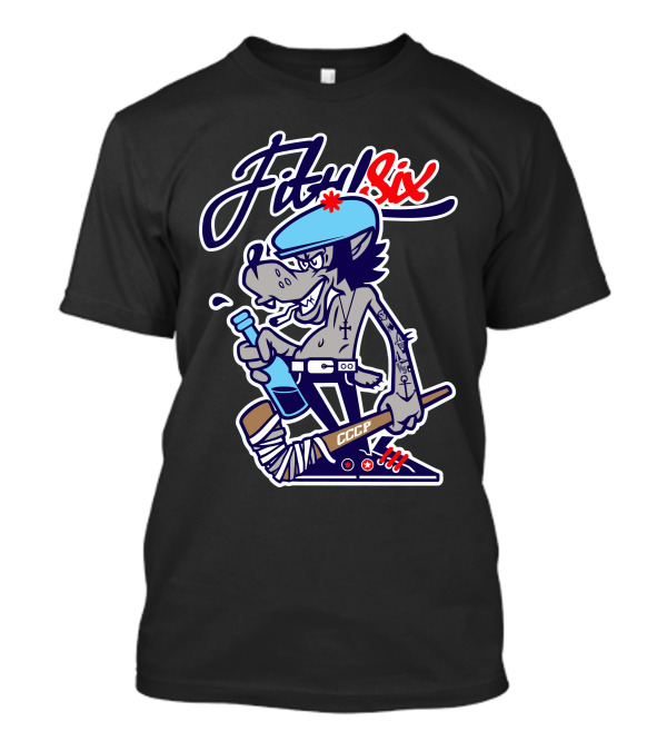 Fithel Six CCCP Wolf In Blue Beret With Bottle And Hockey Stick T-Shirt