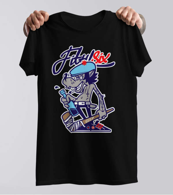Fithel Six CCCP Wolf In Blue Beret With Bottle And Hockey Stick T-Shirt