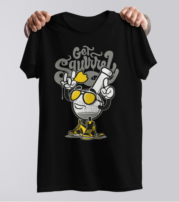 Get Squirrelly Flask Character With Sunglasses And Yellow Sneakers T-Shirt