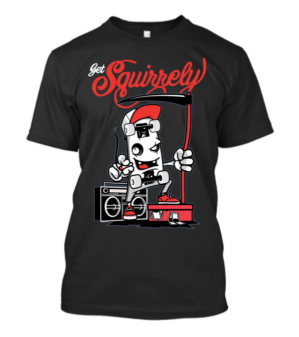Get Sqyuirrely Skateboard Boombox Dance Vibe T-Shirt