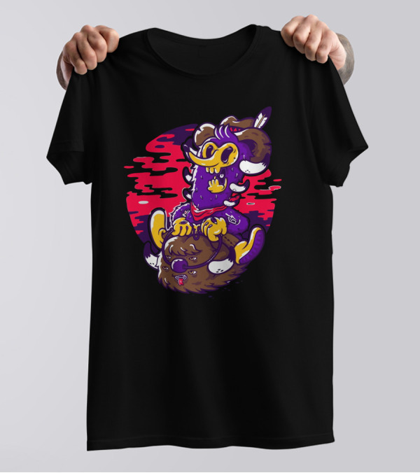Gugu Rider Cartoon Character Riding Mythical Beast T-Shirt