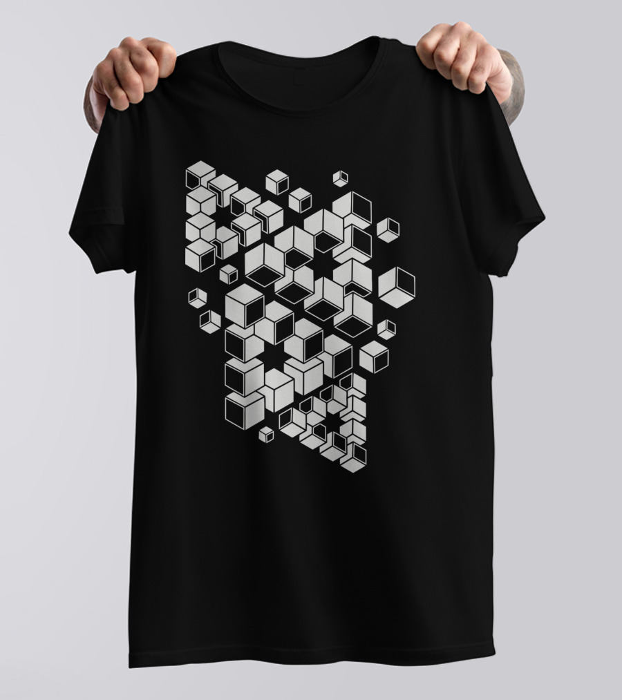 Impossible Triangles Geometric Cube Illusion T-Shirt