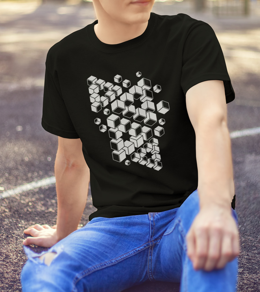 Impossible Triangles Geometric Cube Illusion T-Shirt