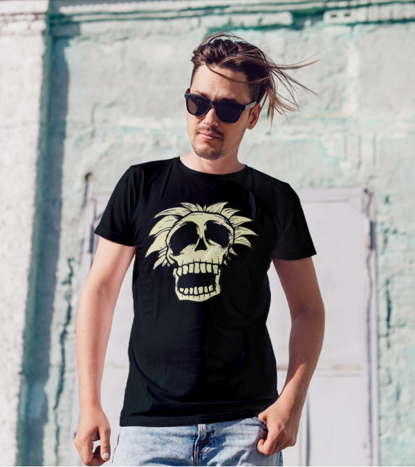 Intellectua Skull With Wild Hair T-Shirt
