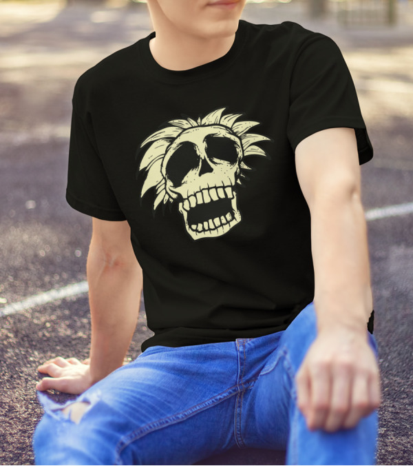 Intellectua Skull With Wild Hair T-Shirt