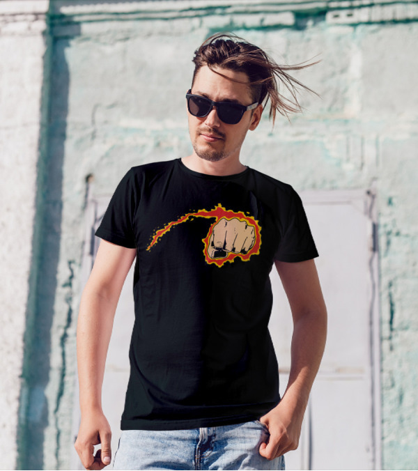 Iron Fist Flaming Punch Iconic Comic T-Shirt