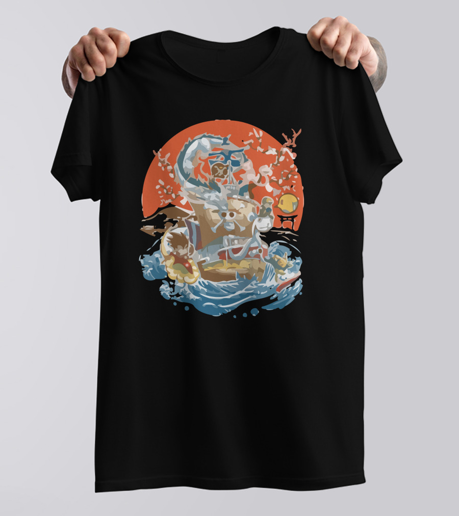 Japanese World Adventure Voyage With Iconic Pirate Crew And Rising Sun T-Shirt