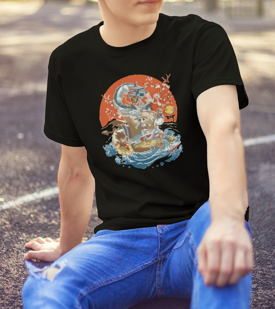 Japanese World Adventure Voyage With Iconic Pirate Crew And Rising Sun T-Shirt