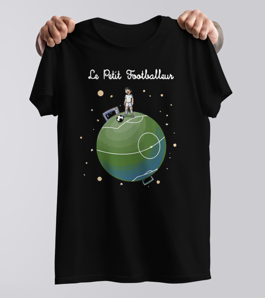 Le Petit Footballeur On Planet Soccer With Starry Background T-Shirt