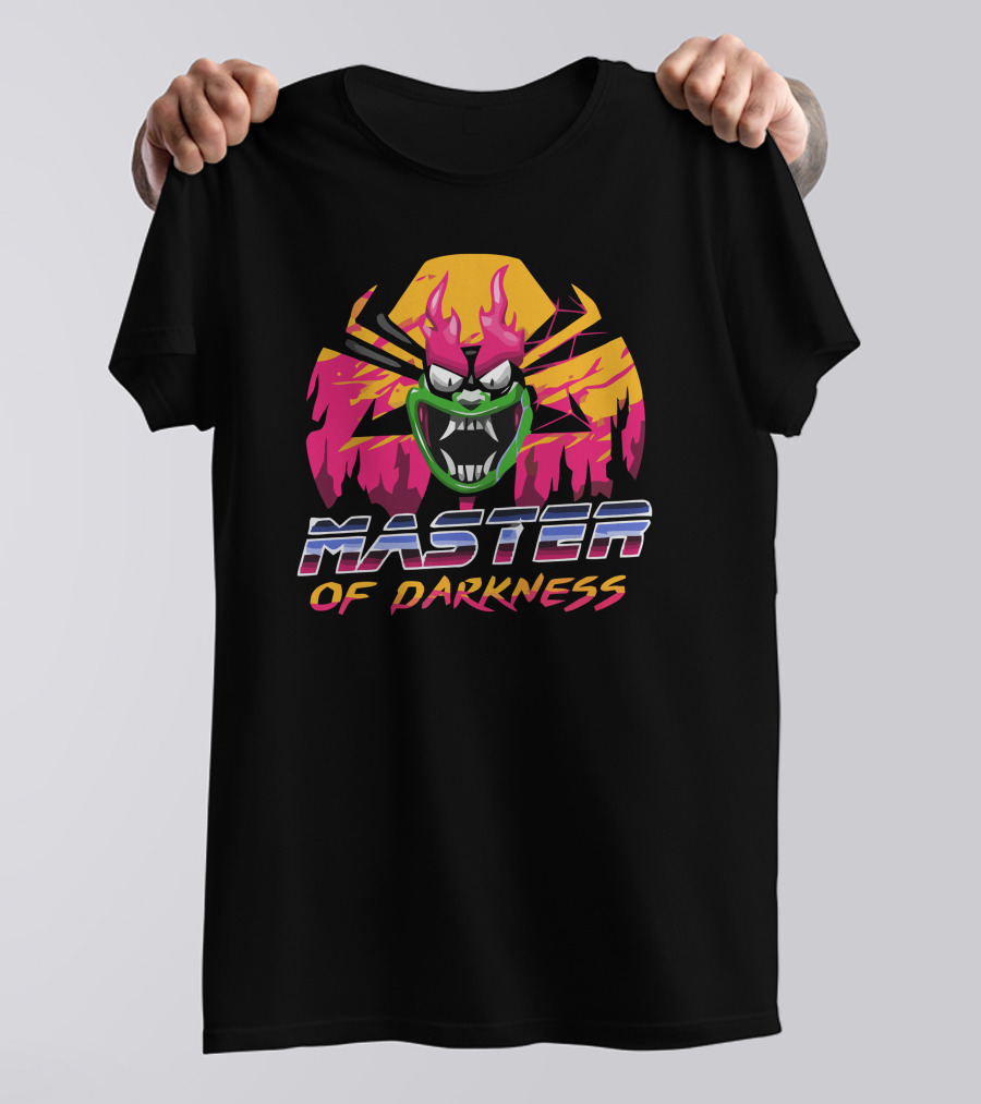 MASTER OF DARKNESS Evil Grinning Face In Retro Neon Colors T-Shirt