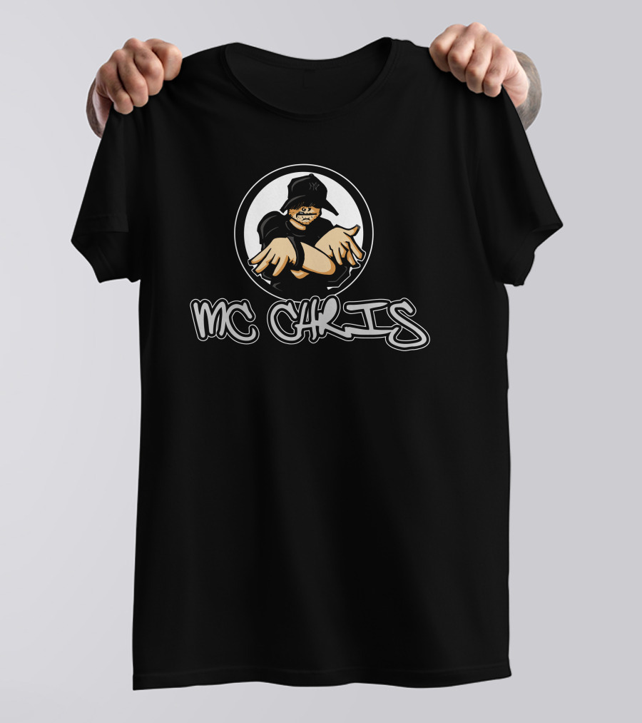 Mc Chris Hip Hop Cartoon Character In Black Cap T-Shirt