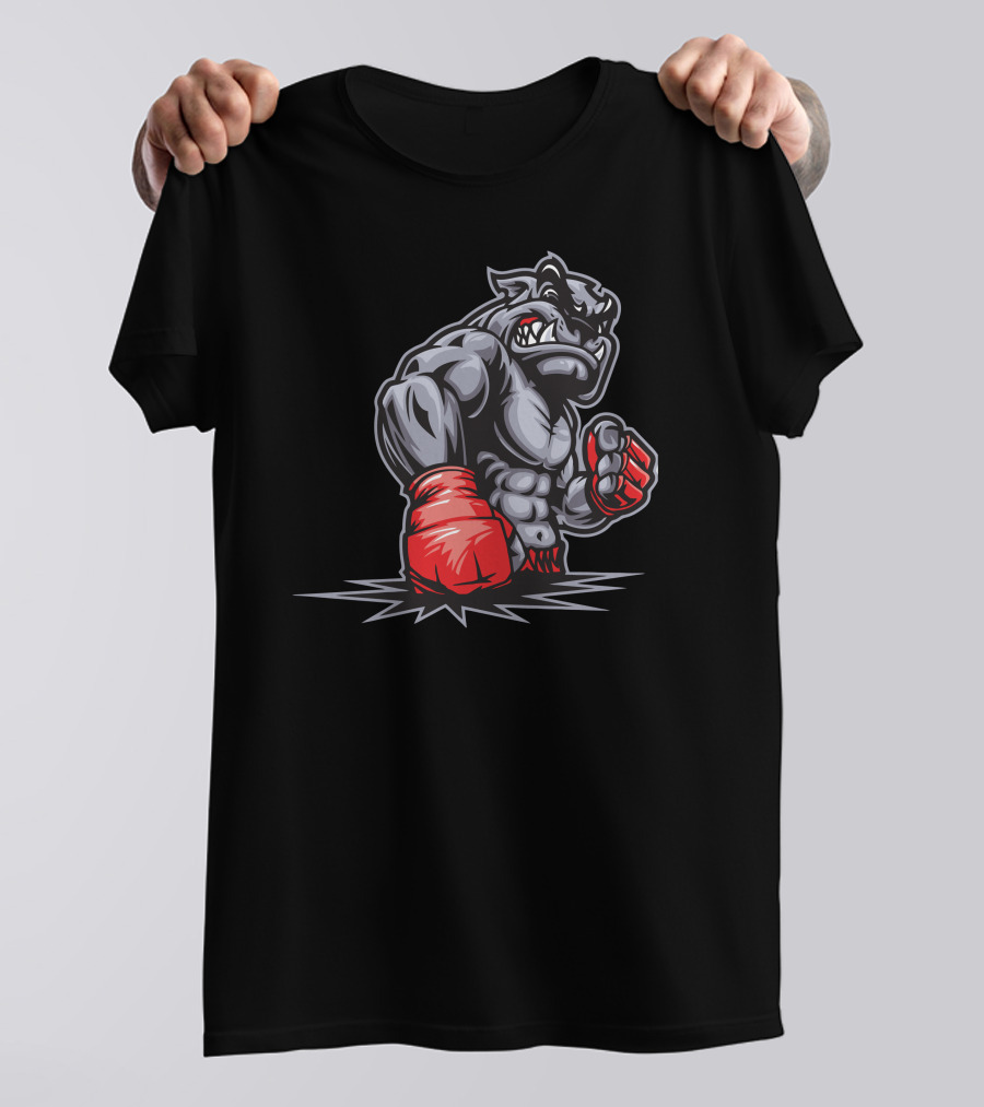 Mma Bulldog Final Boxing Glove Muscle Bulldog T-Shirt