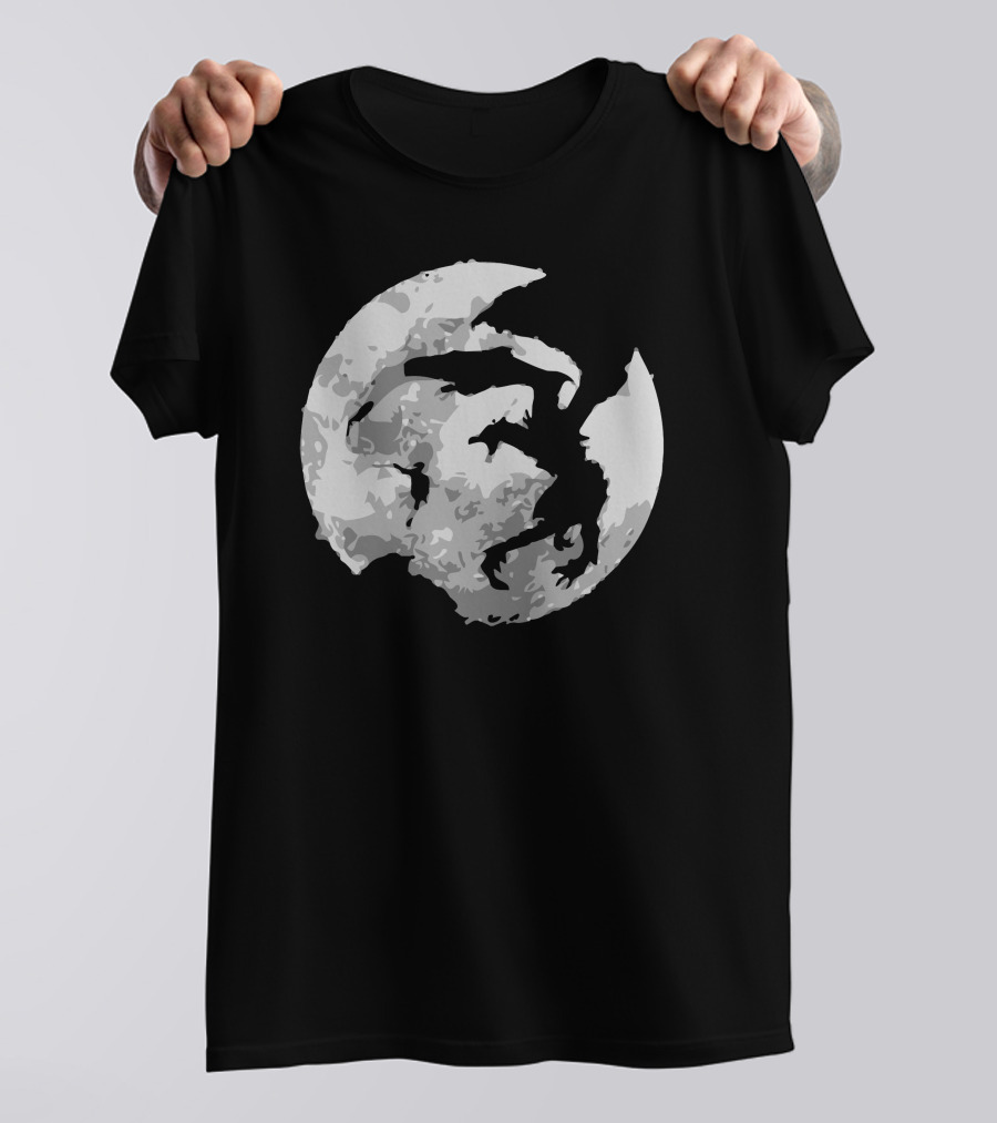 Skyrim Dragon Silhouette Moon Dovahkiin T-Shirt