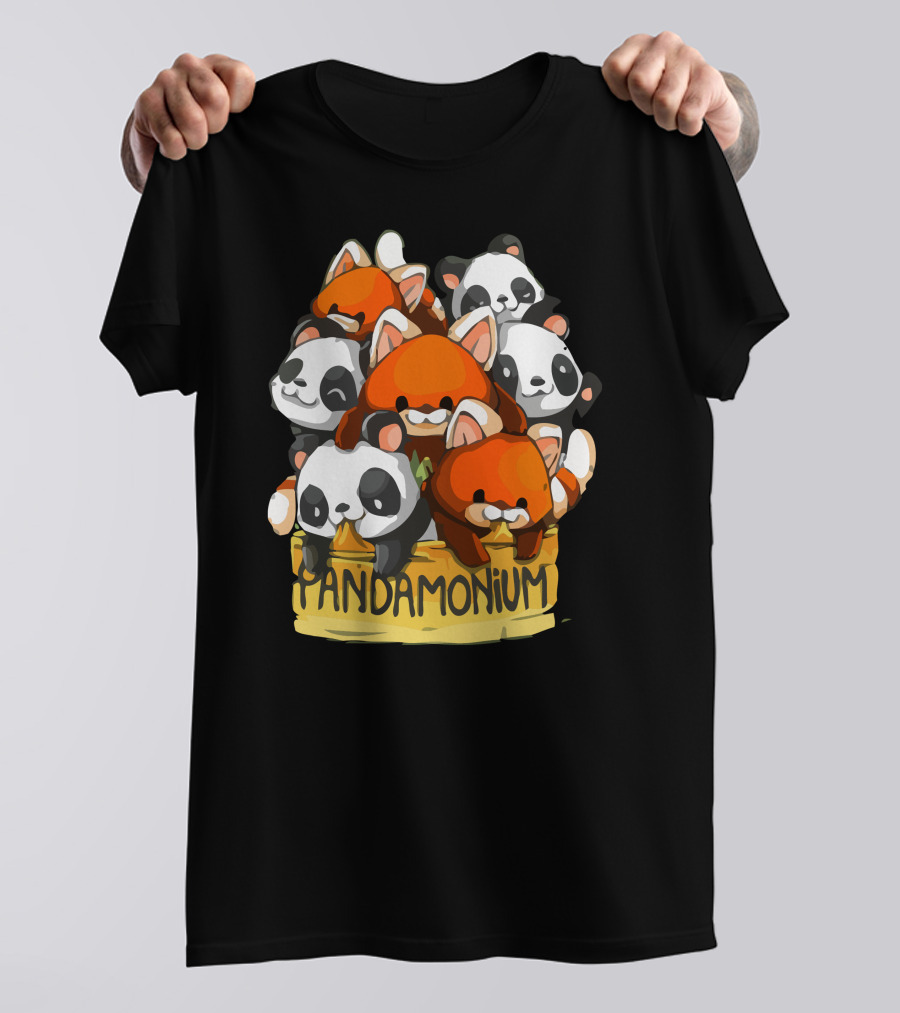Pandamonium Cartoon Pandas And Red Pandas In A Bucket T-Shirt