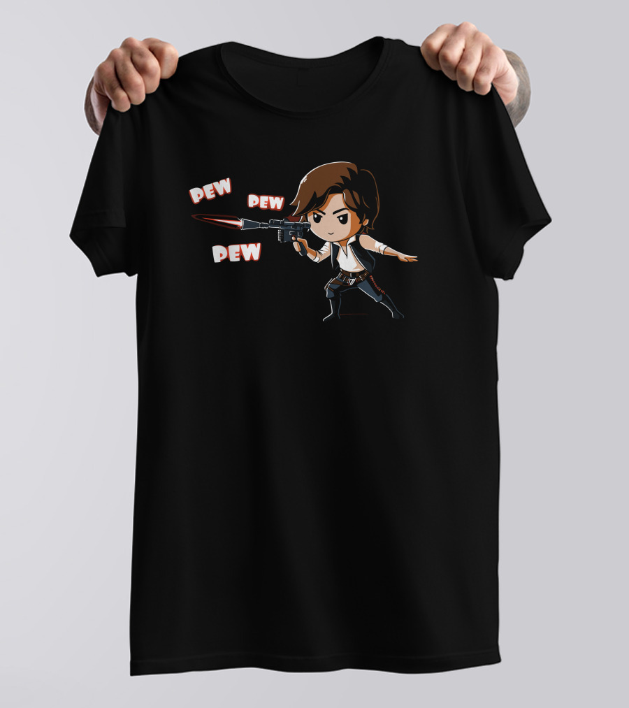 Pew Pew Han Solo Chibi Character Shooting T-Shirt