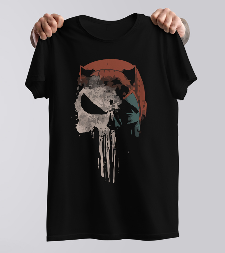 Punisher Daredevil Crossover Skull Iconic Fusion T-Shirt