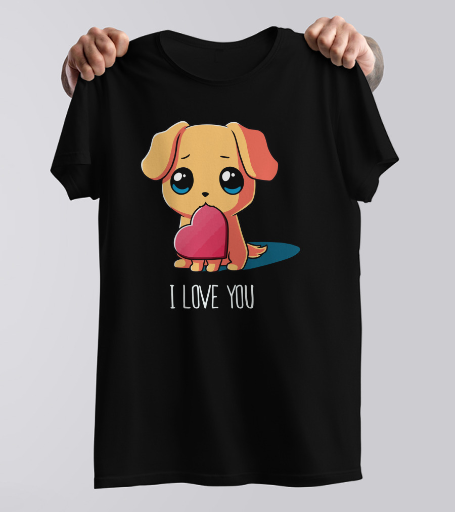 I Love You Puppy Holding Heart T-Shirt