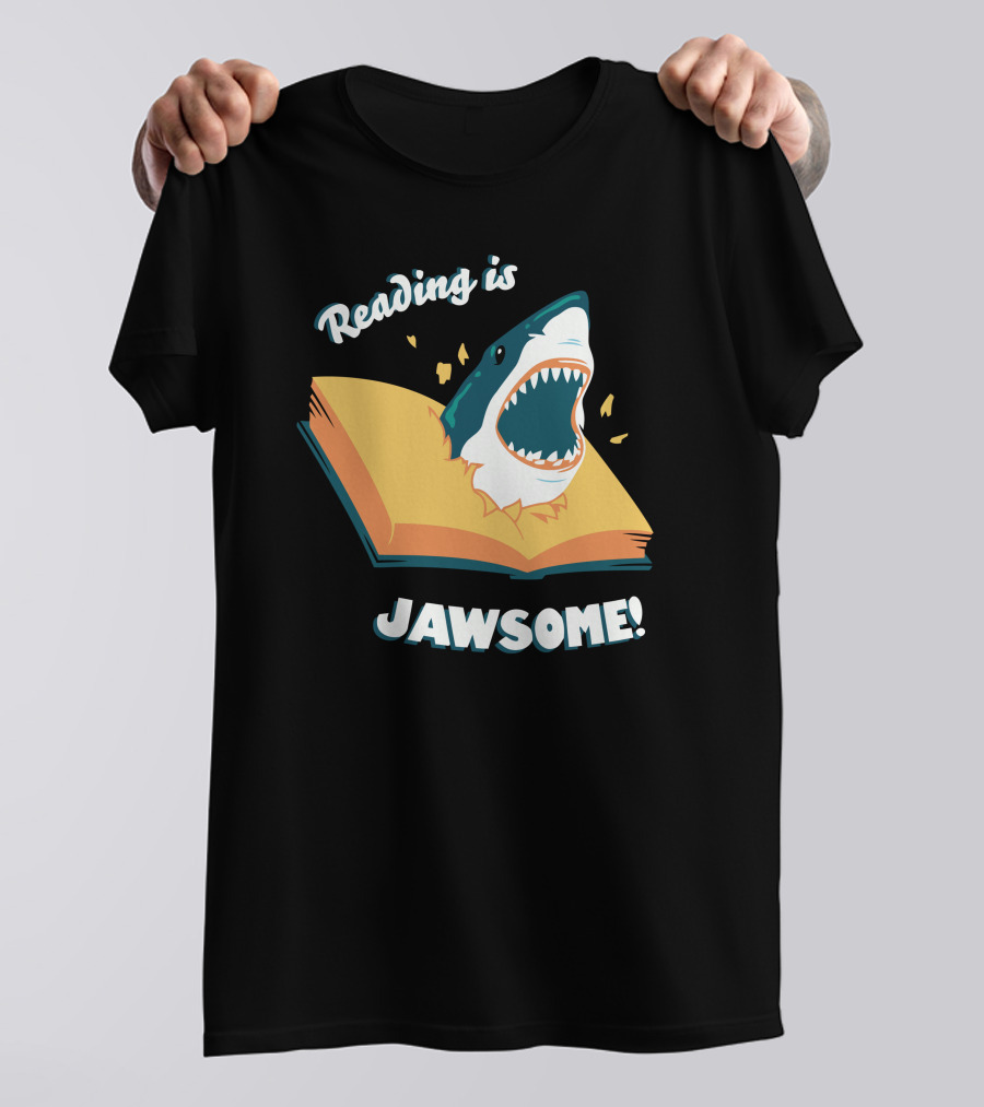 Reading Is Jawsome Shark Open Book Fun T-Shirt