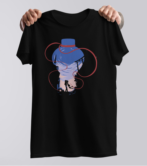 Red String Of Fate Japanese Urban Night Scene T-Shirt