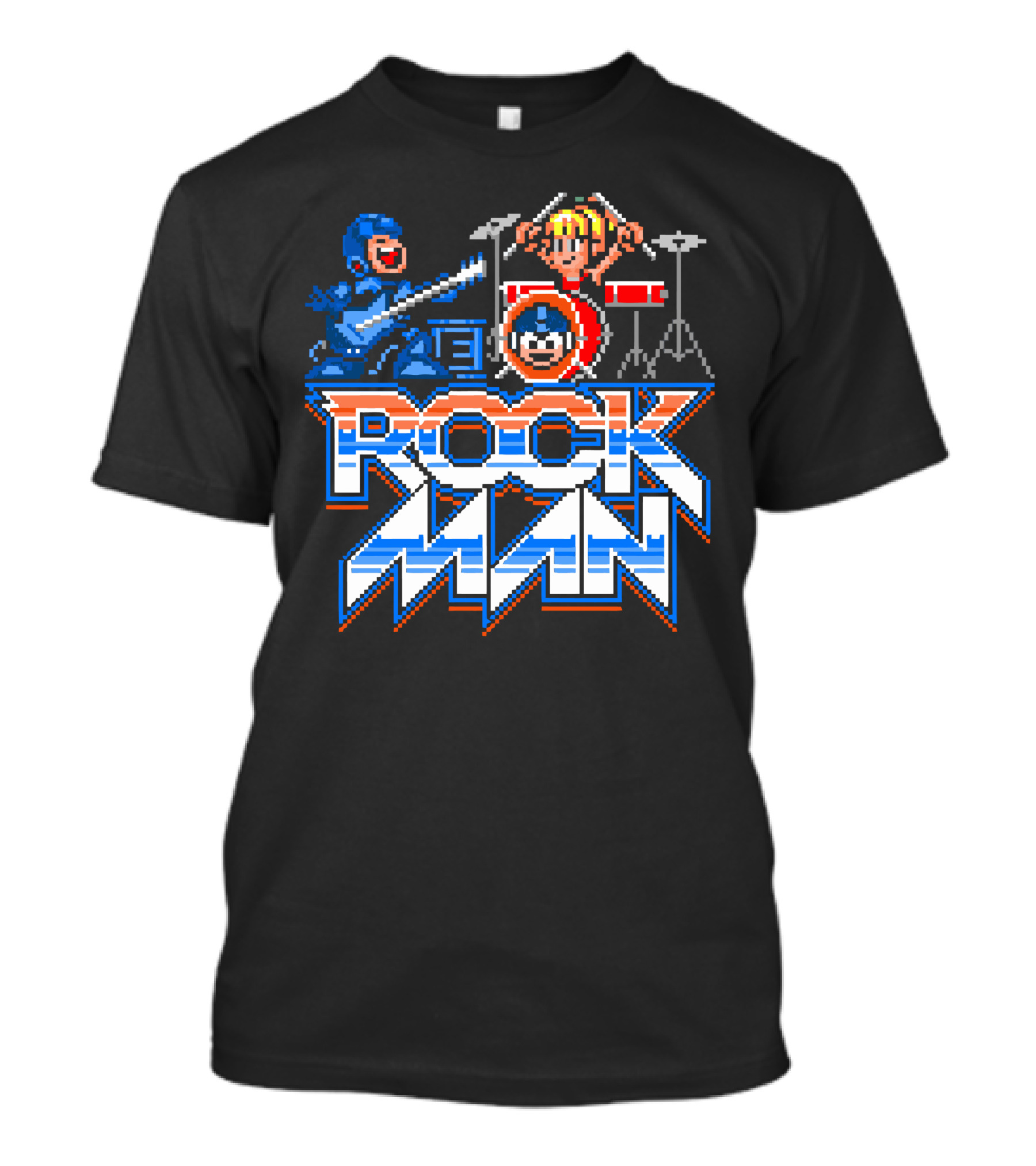 Mega Man Rock Band Crossover Pixel T-Shirt