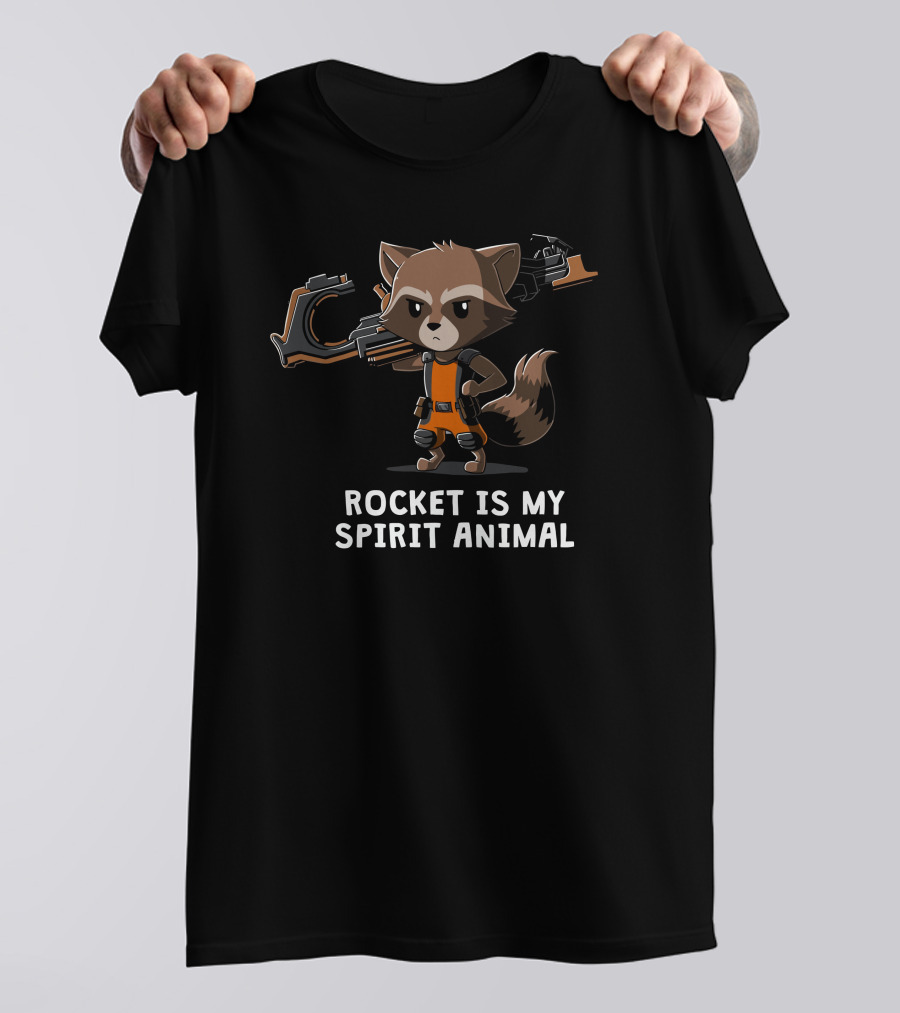 Rocket Is My Spirit Animal Raccoon With Gun T-Shirt