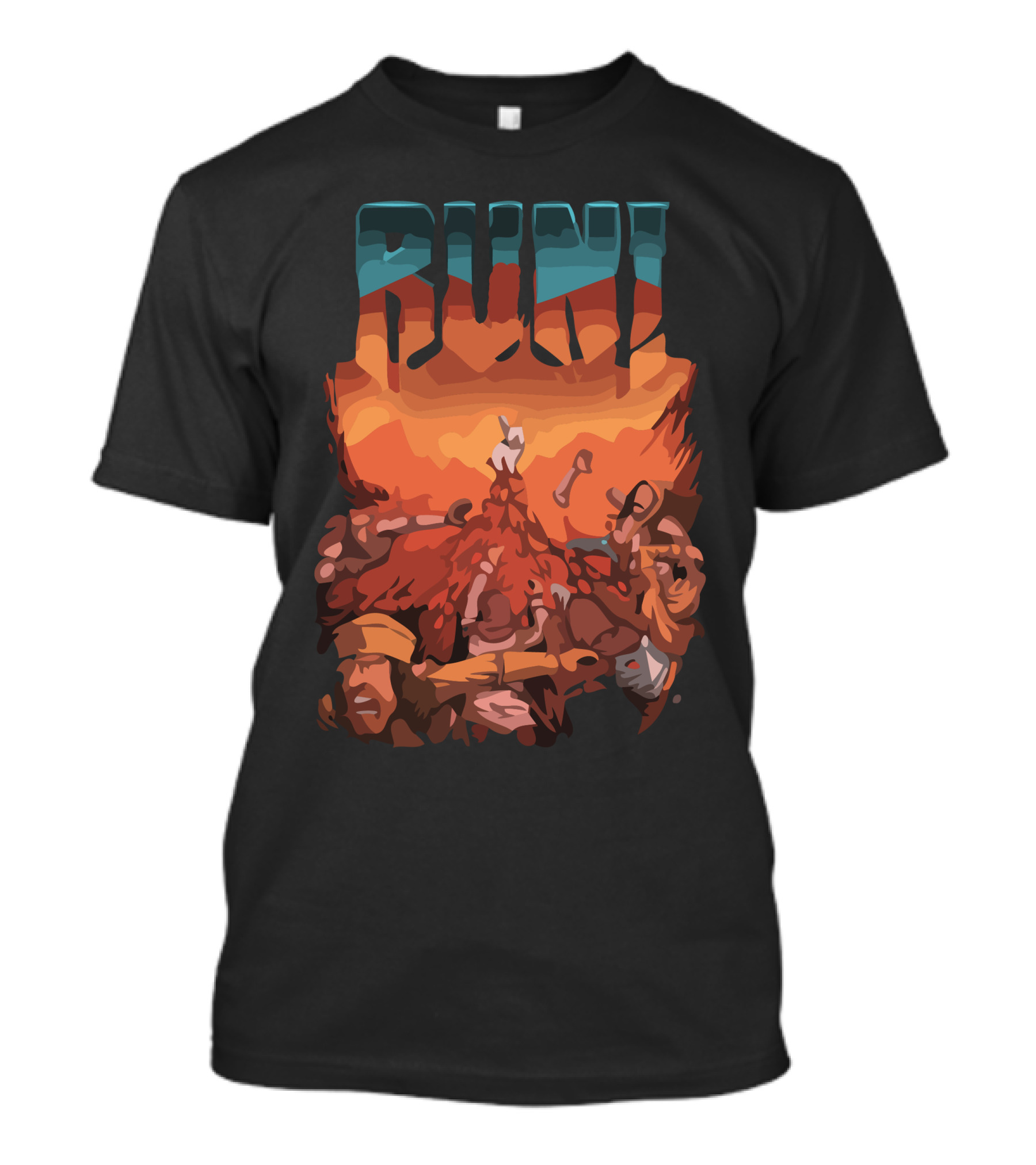 Run Vintage Desert Soldiers War Battle Scene T-Shirt