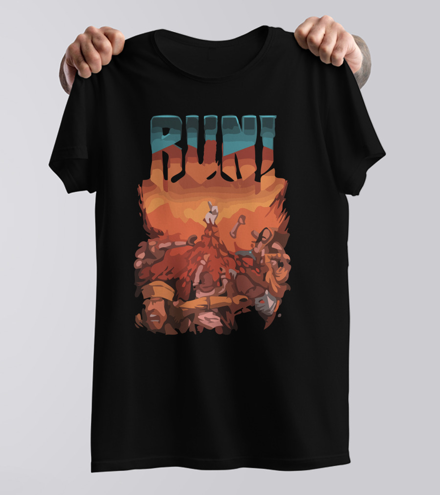 Run Vintage Desert Soldiers War Battle Scene T-Shirt