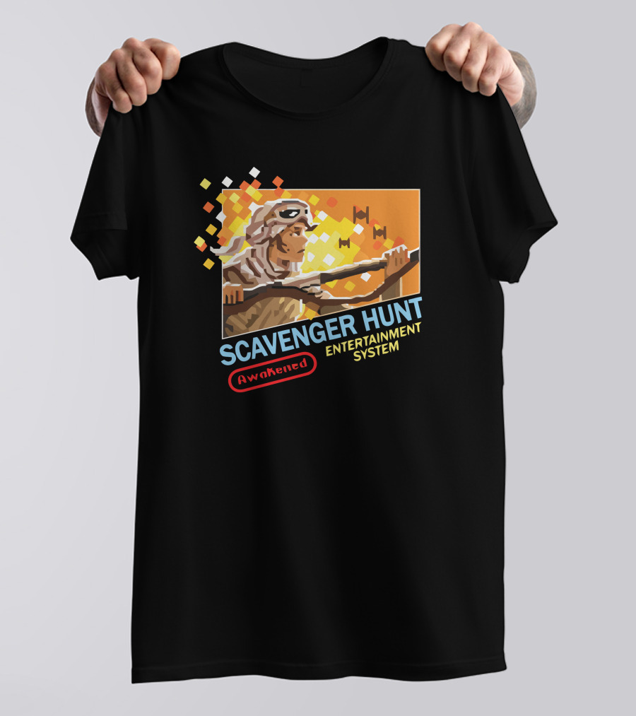 Scavenger Hunt Awakened Entertainment System Pixel Art Style Retro Adventure T-Shirt