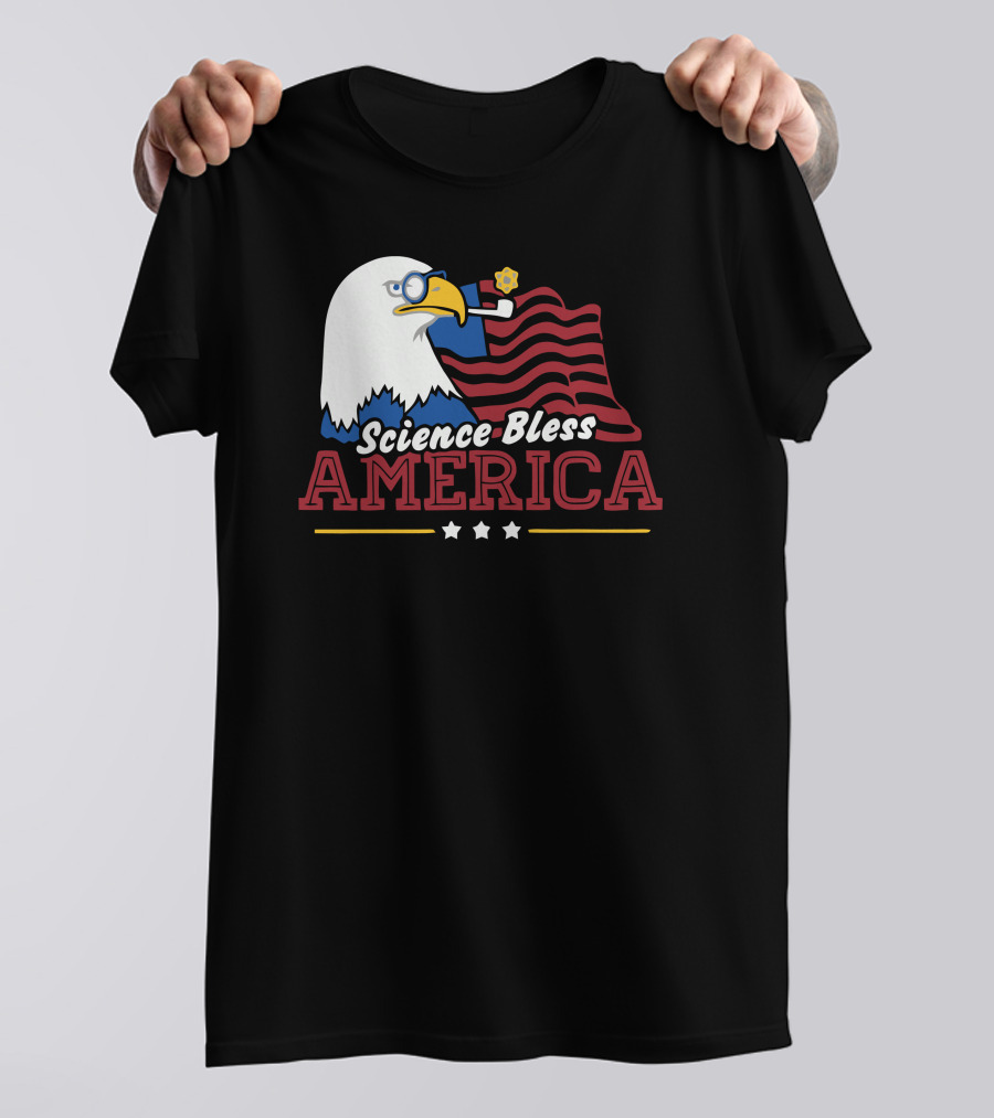 Science Bless America Bald Eagle With Pipe And Stars T-Shirt