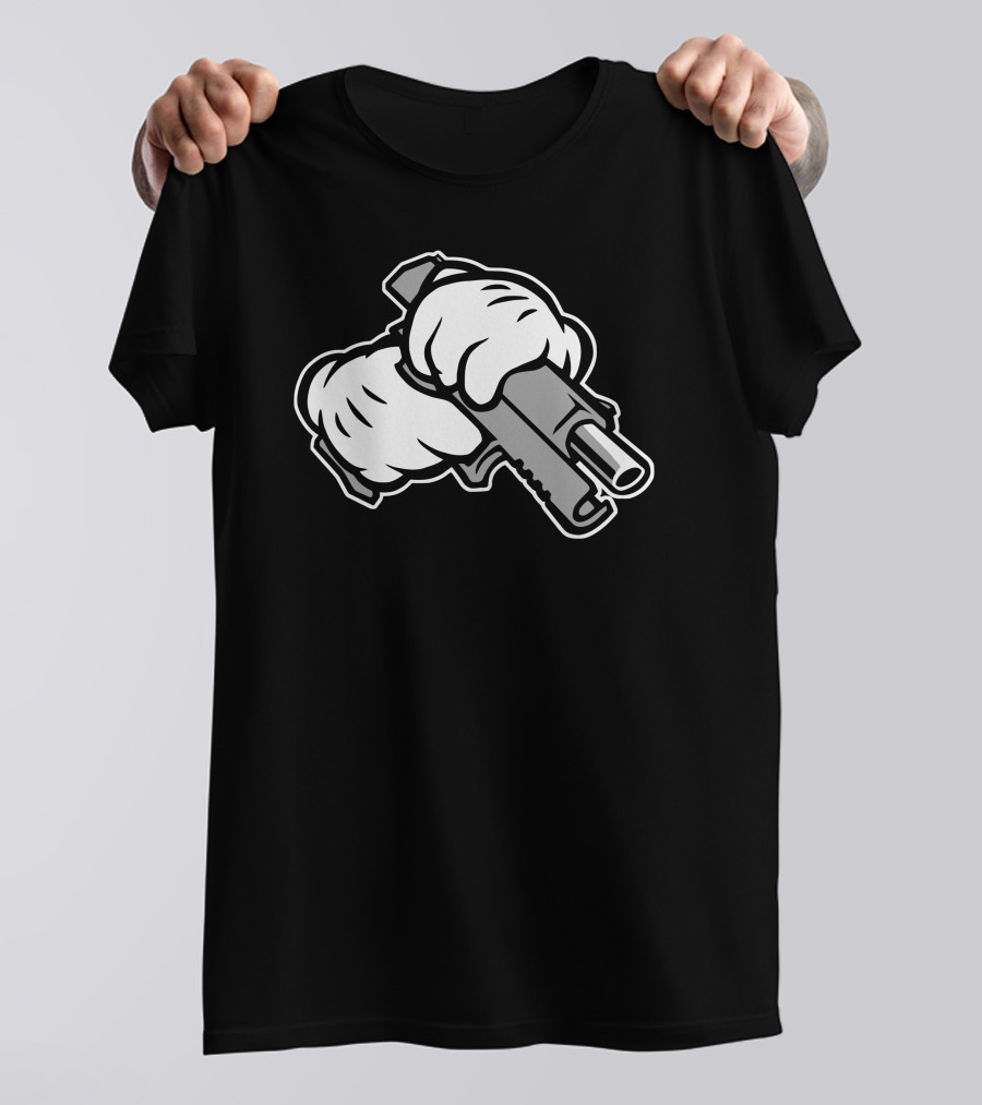 Sniper Cartoon Gloves Holding Gun T-Shirt