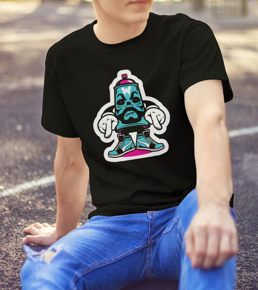 Sticker Pack W Skull Spray Can Character T-Shirt