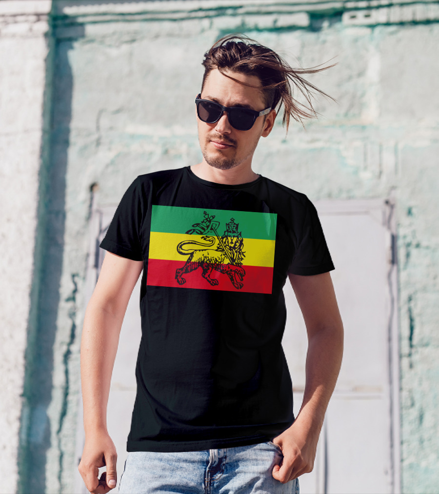 Ethiopia Reggae Rasta Lion Of Judah Flag T-Shirt