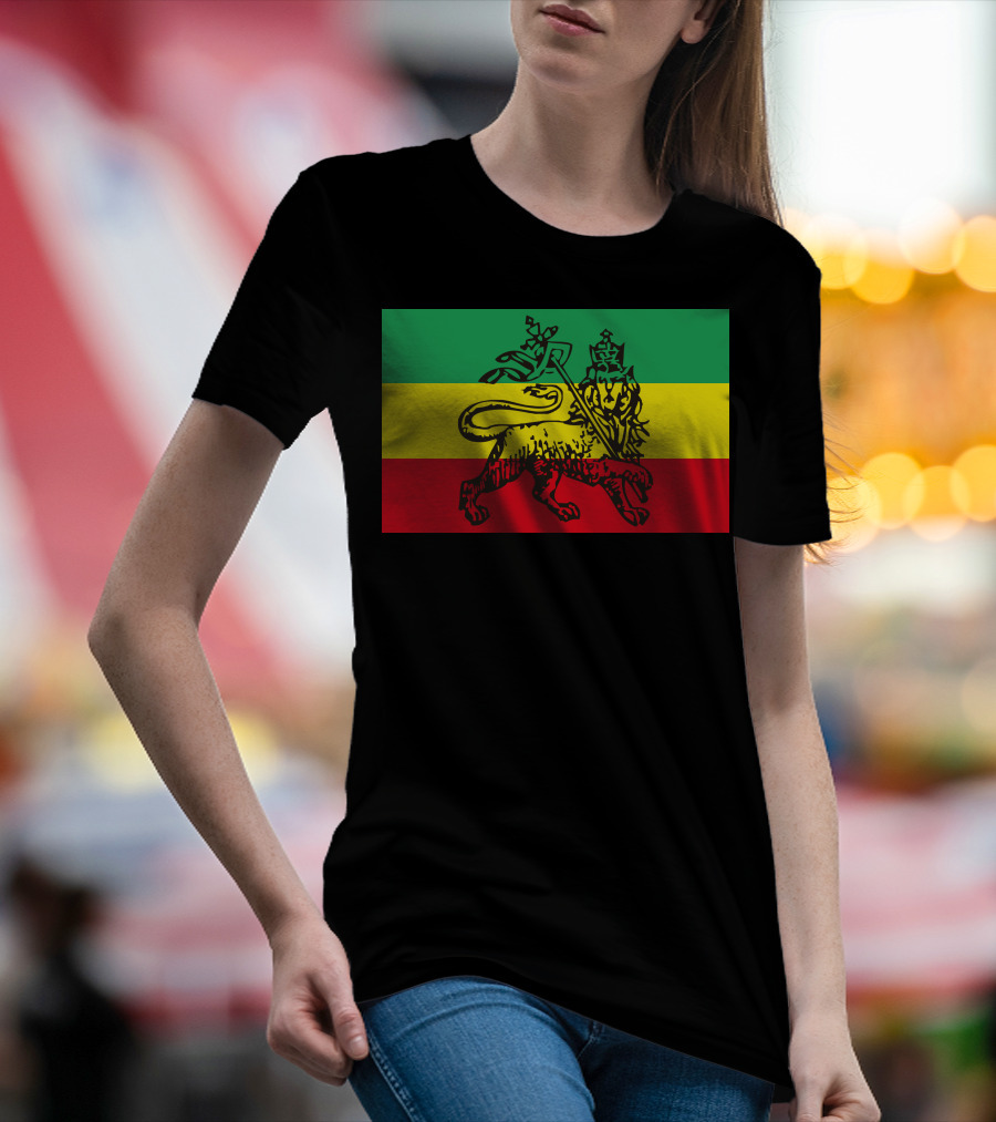 Ethiopia Reggae Rasta Lion Of Judah Flag T-Shirt