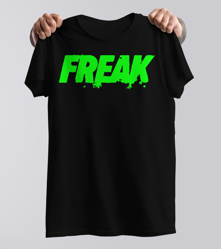 Freak Neon Green Splatter Text T-Shirt