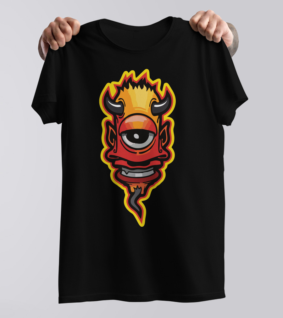 Cyclops Monster Freak Fiery Horned Mask T-Shirt