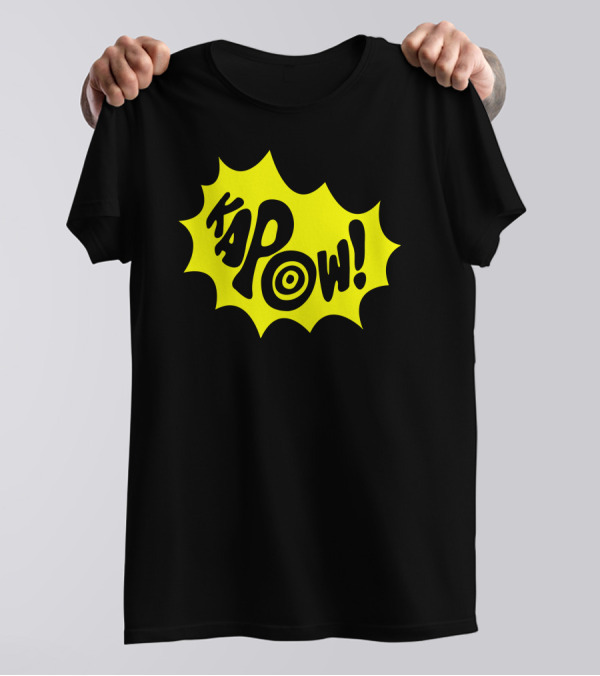 KAPOW Comic Book Style Burst With Yellow Background T-Shirt